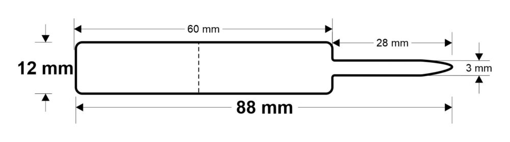 Image #01 for Cricket Bat Style Jewellery Labels, Thermal Transfer BOPP Matt, Permanent Label Rolls, 88mm x 12mm, 2000 Labels Per Roll, Wound Out, 38mm Core, Not Perforated, Price Per 5 Rolls - Handle to Right