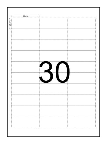 Image for Data Strips, Laser Paper Card Matt (110GSM), 64mm x 25mm, 3 Across, 10 Down, Perforated, 30 Tickets Per Sheet, Price Per 150 Sheets