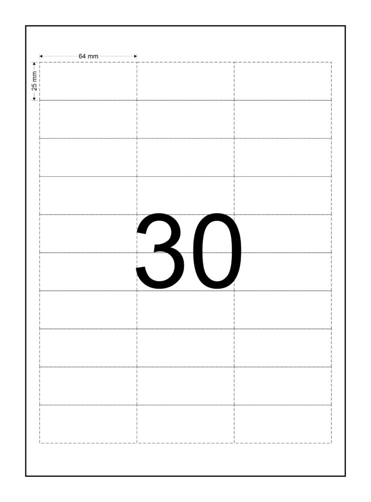 Image #01 for Data Strips, Laser Paper Card Matt (110GSM), 64mm x 25mm, 3 Across, 10 Down, Perforated, 30 Tickets Per Sheet, Price Per 150 Sheets