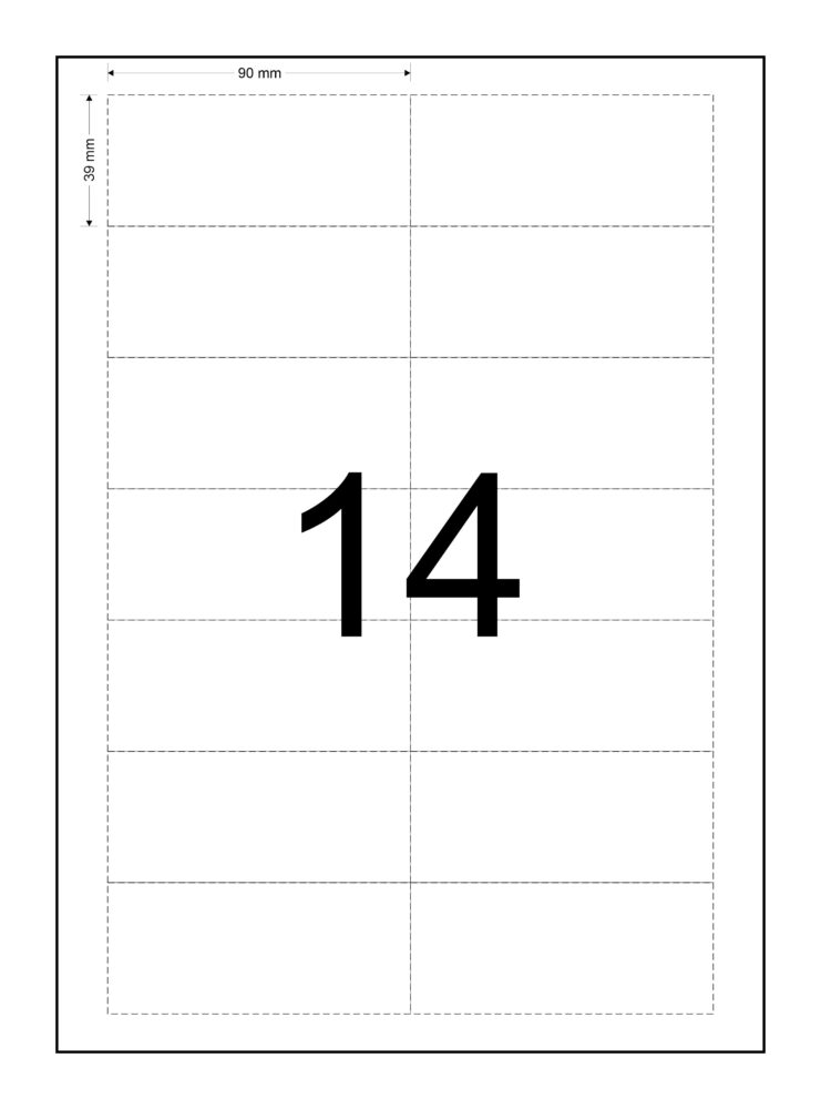 Image #01 for Data Strips, Laser Paper Card Matt (110GSM), 90mm x 39mm, 2 Across, 7 Down, Perforated, 14 Tickets Per Sheet, Price Per 150 Sheets