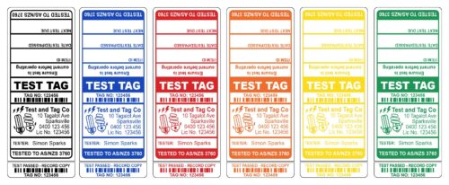 Image for Test Tags with 9mm Slit, Synthetic Gloss, Permanent Label Rolls, 100mm x 40mm, 250 Labels Per Roll, Wound Out, 38mm Core, Not Perforated, Price Per 6 Rolls - Black/Yellow/Red/Blue/Green/White Custom Printed Test Tags - 250 of Each Colour