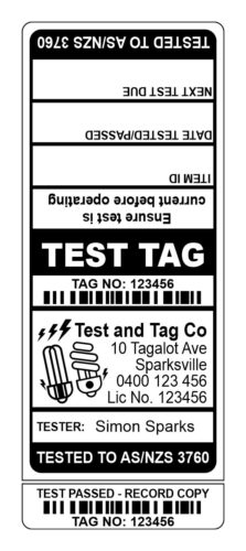 Image for Test Tags with 9mm Slit, Synthetic Gloss, Permanent Label Rolls, 100mm x 40mm, 500 Labels Per Roll, Wound Out, 38mm Core, Not Perforated, Price Per 2 Rolls - Black Custom Printed Test Tags