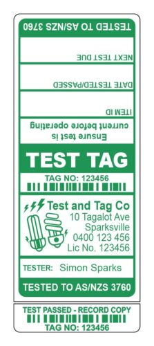 Image for Test Tags with 9mm Slit, Synthetic Gloss, Permanent Label Rolls, 100mm x 40mm, 500 Labels Per Roll, Wound Out, 38mm Core, Not Perforated, Price Per 2 Rolls - Green Custom Printed Test Tags