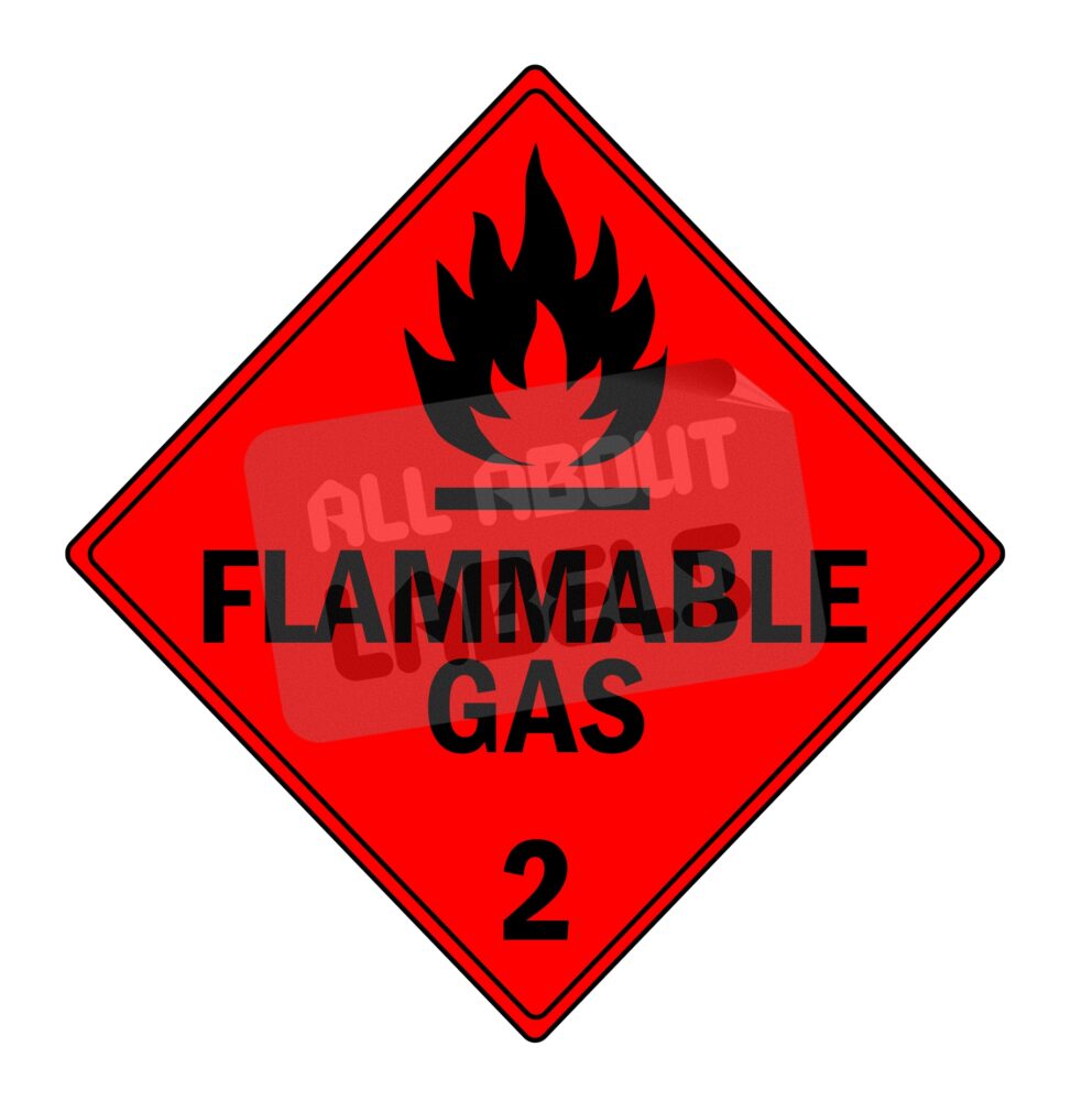 Image #01 for Paper Gloss, Permanent Label Rolls, 100mm x 100mm, 250 Labels Per Roll, Wound Out, 76mm Core, Not Perforated, Price Per 1 Roll - Red Printed Hazard Warning - Flammable Gas 2