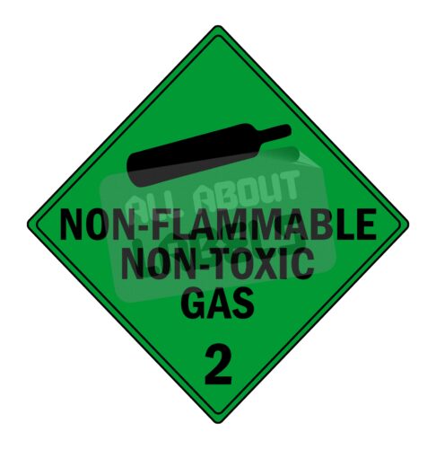 Image for Paper Gloss, Permanent Label Rolls, 100mm x 100mm, 250 Labels Per Roll, Wound Out, 76mm Core, Not Perforated, Price Per 1 Roll - Green Printed Hazard Warning - Non-Flammable Non-Toxic Gas 2