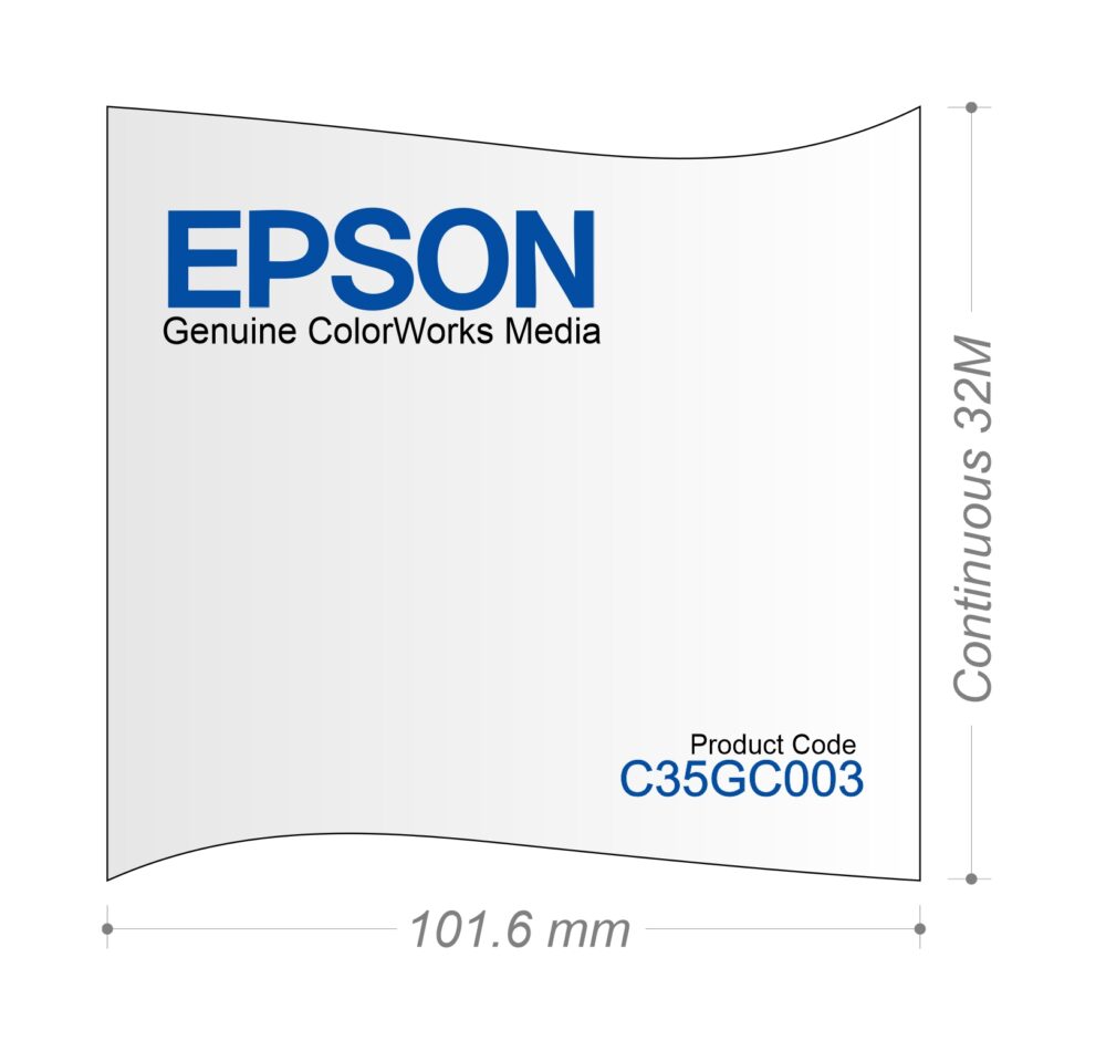 Image #01 for Epson Colour Inkjet Paper Gloss, Permanent Label Rolls, 101.6mm x 32M Continuous Label, Wound Out, 50mm Core, Not Perforated, Price Per 6 Rolls - 4" Continuous High Gloss Label to Suit ColorWorks TM-C3500 / CW-C4010 (6 Pack)