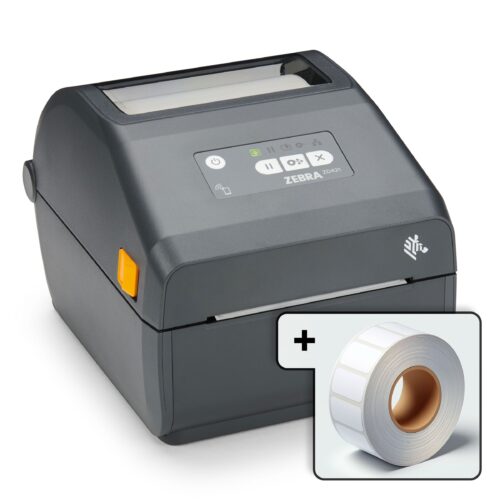 Image for Manufacturing & Warehousing Starter Pack, Includes: Zebra ZD421 Direct Thermal Label Printer (USB/Bluetooth/Ethernet Connectivity, 203DPI Max Resolution), (2) Direct Thermal Paper Matt, Removable Label Rolls, 40mm x 28mm, 2000 Labels Per Roll, Wound Out, 38mm Core, Perforated, 5 Rolls, (3) Free Shipping