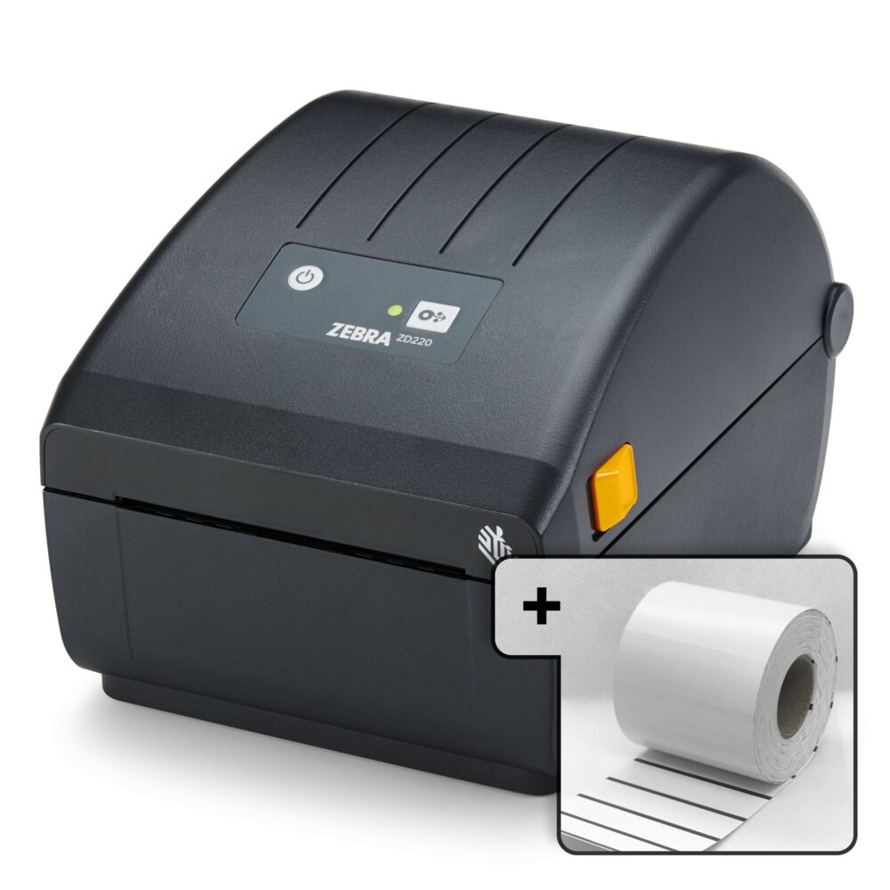 Image #01 for Retail & Supermarket Starter Pack, Includes: (1) Zebra ZD220 Direct Thermal Label Printer (USB/Bluetooth Connectivity, 203DPI Max Resolution), (2) Data Strips with Black Reg Line. Direct Thermal Card Ticket Rolls, 70mm x 25mm, 1000 Tickets Per Roll, Wound Out, 38mm Core, Perforated, 5 Rolls, (3) Free Shipping