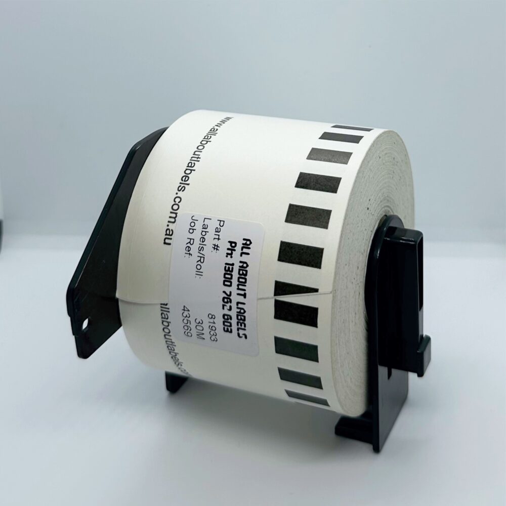 Image #01 for Direct Thermal Paper Matt, Removable Label Rolls, 62mm x 30M Continuous Label with Backslit, Wound Out, 25mm Core, Not Perforated, Price Per 50 Rolls - Brother Compatible, Includes 1x Holder Per Order