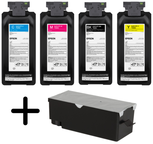 Image for Epson Cyan/Magenta/Yellow/Black Ink Cartridge & Maintenance Box Bundle for Epson ColorWorks CW-C8010 -  SJIC48P - SJMB7500