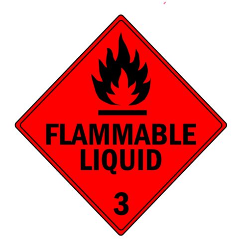 Image for Paper Gloss, Permanent Label Rolls, 100mm x 100mm, 250 Labels Per Roll, Wound Out, 76mm Core, Not Perforated, Price Per 1 Roll - Red Printed Hazard Warning - Flammable Liquid 3