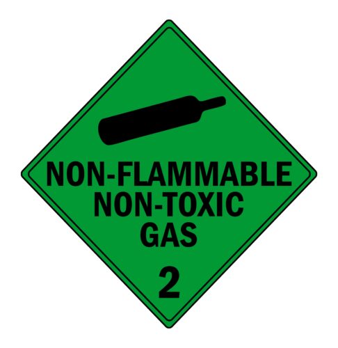 Image for Paper Gloss, Permanent Label Rolls, 100mm x 100mm, 250 Labels Per Roll, Wound Out, 76mm Core, Not Perforated, Price Per 1 Roll - Green Printed Hazard Warning - Non-Flammable Non-Toxic Gas 2